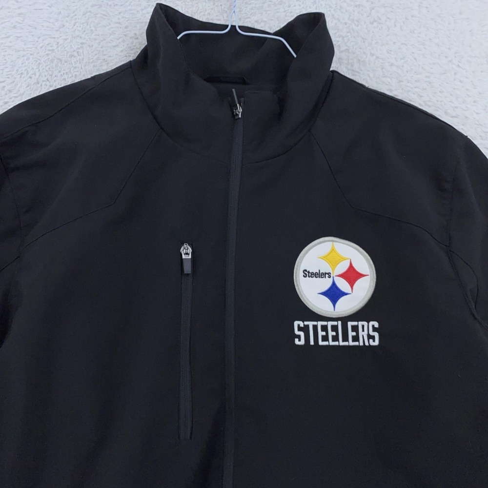Pittsburgh Steelers Jacket Mens Large Fleece Lined Windbreaker Coat NFL Football